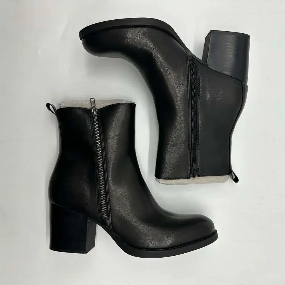 B.O.C. Born Concepts Boulder Black Faux Leather Zip-Up Bootie Women's Size 10M